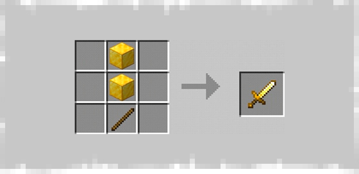 An improved golden sword from the Super Swords mod for Minecraft
