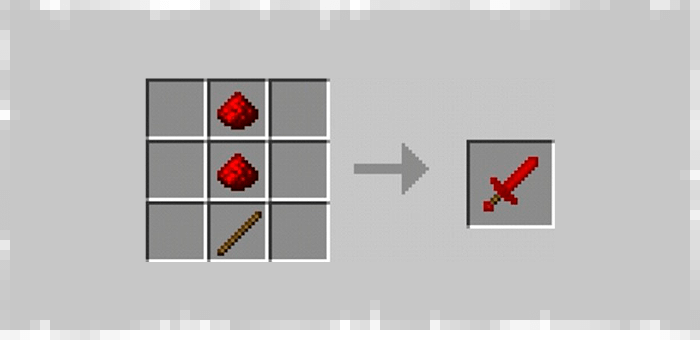 Redstone Sword from the Super Swords mod for Minecraft