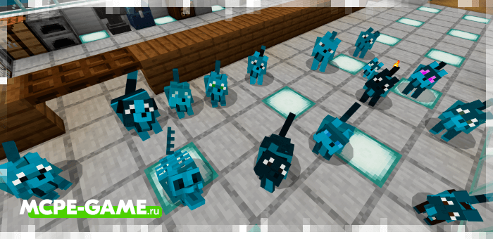 Painted wolves from the Wolves+ mod for Minecraft