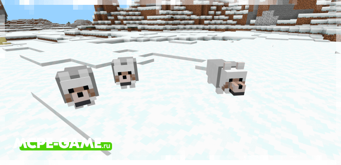 Белые волки из мода Wolves+ для Minecraft